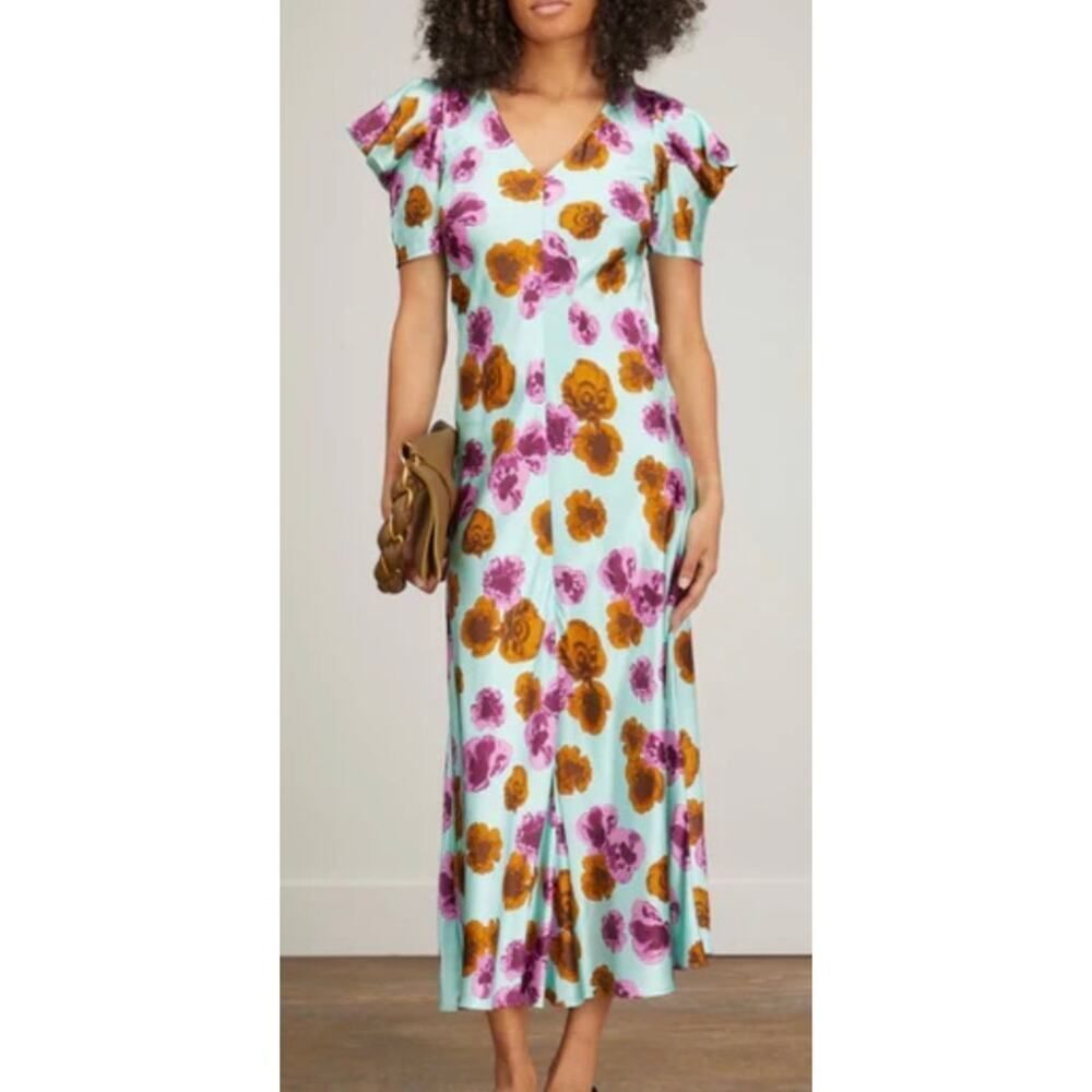 Lee Mathews 100% Silk Bloom Dress Women’s Sz. 0 - Picture 2 of 9